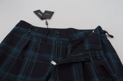 Shop Dolce & Gabbana Elegant Plaid Wool Dress Men's Pants In Blue