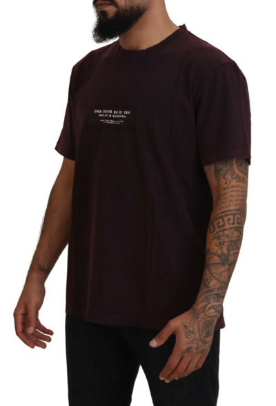 Shop Dolce & Gabbana Elegant Bordeaux Crewneck Men's Tee