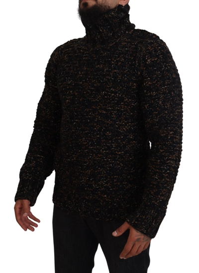 Shop Dolce & Gabbana Elegant Turtleneck Sweater In Luxurious Wool Men's Blend In Brown