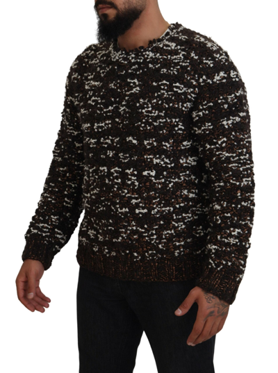 Dolce & Gabbana Brown Knitted Wool Fatto A Mano Sweater In Brown