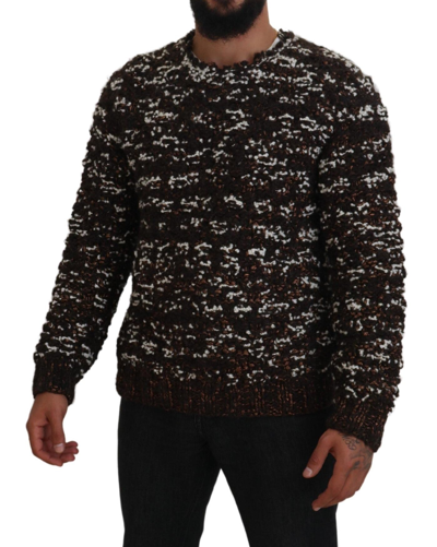 Dolce & Gabbana Brown Knitted Wool Fatto A Mano Sweater In Brown