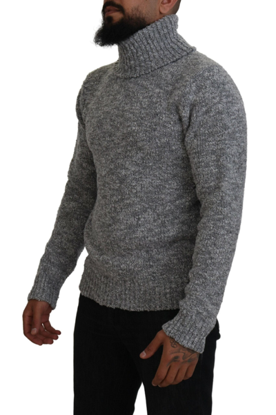 Shop Dolce & Gabbana Elegant Gray Wool-blend Turtleneck Men's Sweater