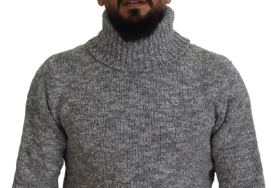 Shop Dolce & Gabbana Elegant Gray Wool-blend Turtleneck Men's Sweater