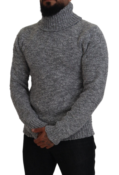 Shop Dolce & Gabbana Elegant Gray Wool-blend Turtleneck Men's Sweater