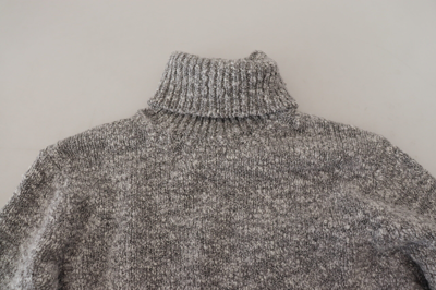 Shop Dolce & Gabbana Elegant Gray Wool-blend Turtleneck Men's Sweater