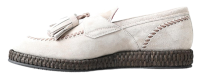Shop Dolce & Gabbana Ivory Suede Leather Men Espadrille Men's Shoes In Off White