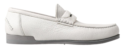 Shop Dolce & Gabbana Light Gray Leather Loafer Slip On Mocassin Men's Shoes