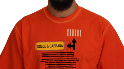 Shop Dolce & Gabbana Elegant Crew Neck Orange Men's Tee