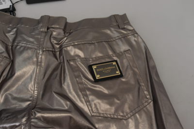 Shop Dolce & Gabbana Silver Metallic Nylon Stretch Men's Pants