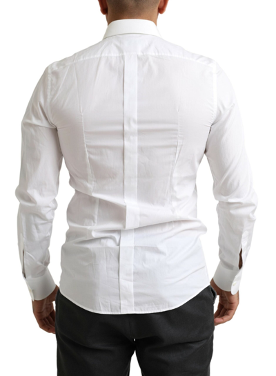 Dolce & Gabbana White Tuxedo Slim Fit Baroque Shirt In White