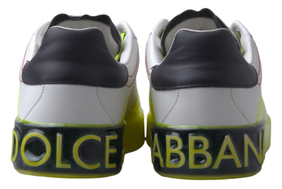 Shop Dolce & Gabbana Sleek Portofino Low Top Leather Men's Sneakers In Yellow
