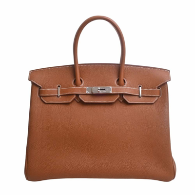 Shop Hermes Hermès Birkin 35 Brown Leather Handbag ()