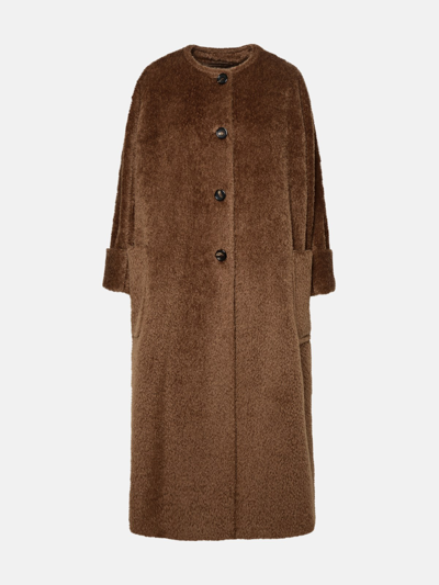 Shop Max Mara 'hudson' Alpaca And Brown Wool Coat