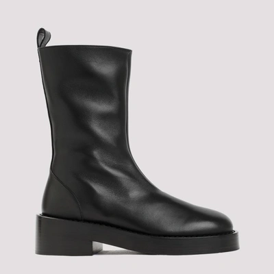Shop Courrèges Courreges Leather Zipped Ankle Boots In Black