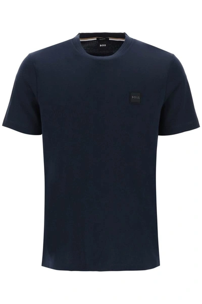 Shop Hugo Boss Boss Tiburt T-shirt With Logo Patch In Blue