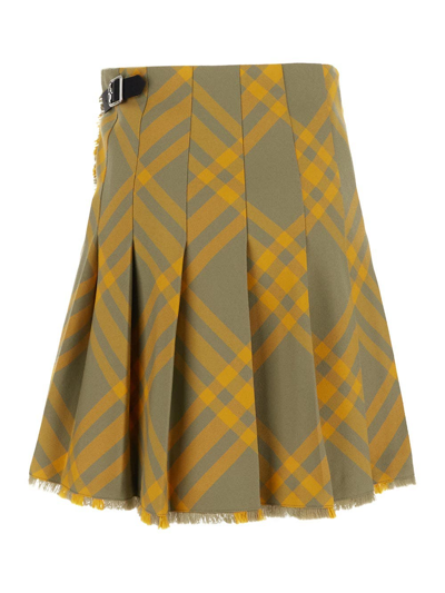 Shop Burberry Hunter Check Mini Skirt In Green