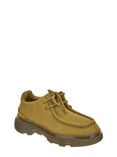 Shop Burberry Nubuck Creeper Shoes In Yellow