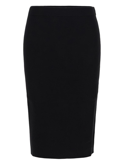 Shop Saint Laurent Knit Pencil Midi Skirt In Black