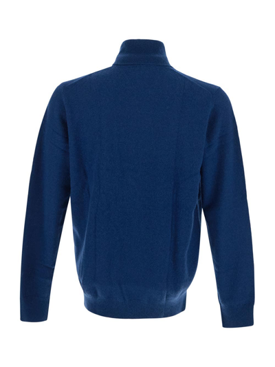 Shop Laneus Knit Turtleneck Sweater In Blue