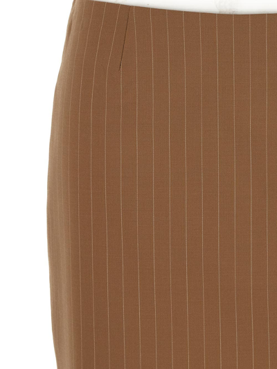 Shop Semicouture Pinstripe Mini Skirt In Beige