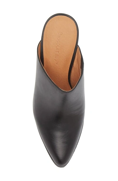 Chocolat Blu Emery Pointed Toe Mule In Black Leather