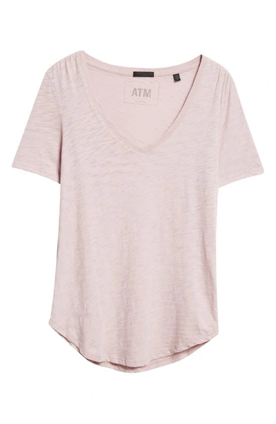 Shop Atm Anthony Thomas Melillo V-neck Slub Cotton T-shirt In Pink Lilac