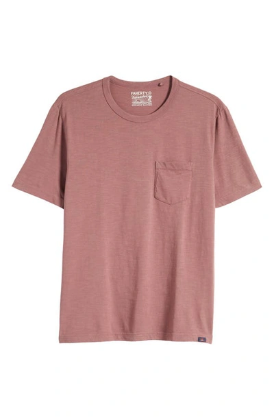 Shop Faherty Sunwashed Pocket Organic Cotton T-shirt In Plum Wine