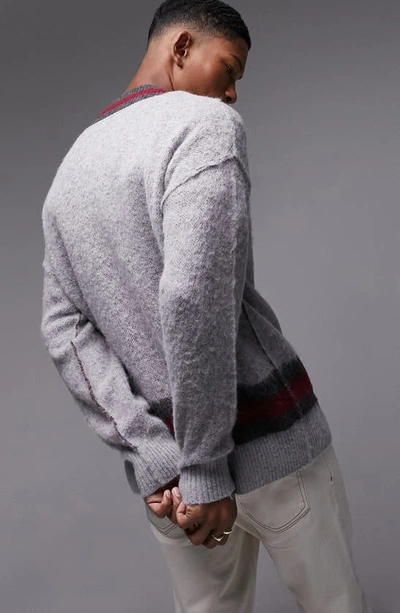Shop Topman Cricket V-neck Sweater In Grey