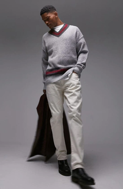 Shop Topman Cricket V-neck Sweater In Grey