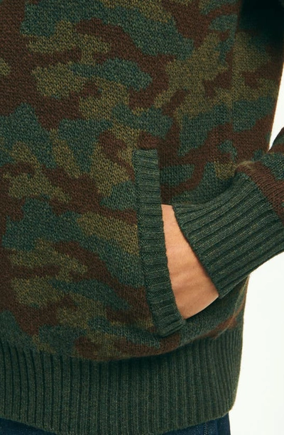 Shop Brooks Brothers Camo Wool Full Zip Sweater In Camouflage