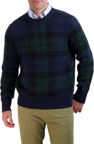 Shop Brooks Brothers Plaid Cotton Crewneck Sweater In Black Watch