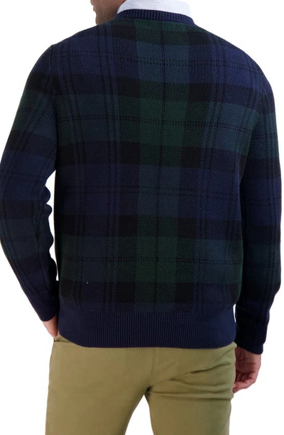 Shop Brooks Brothers Plaid Cotton Crewneck Sweater In Black Watch