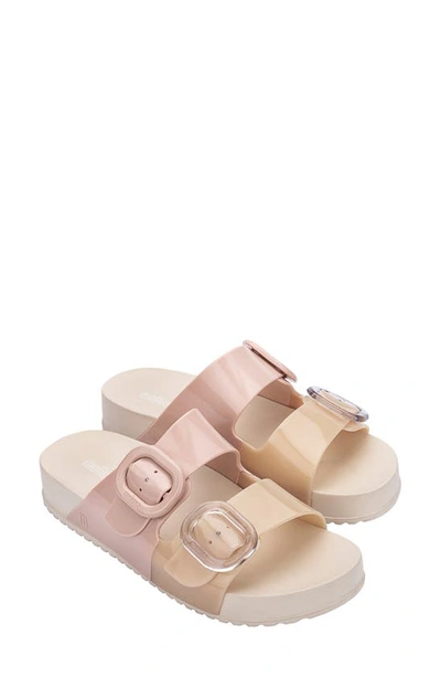 Shop Melissa Cozy Buckle Slide Sandal In Beige/ Pink