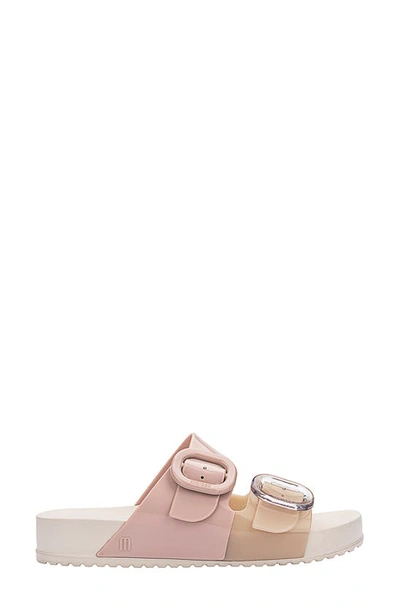 Melissa Cozy Buckle Slide Sandal In Beige/ Pink