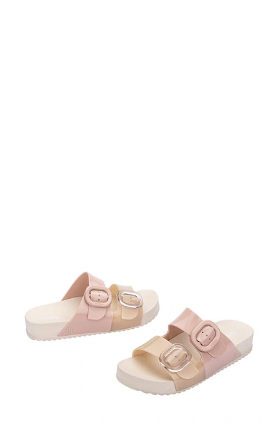 Melissa Cozy Buckle Slide Sandal In Beige/ Pink