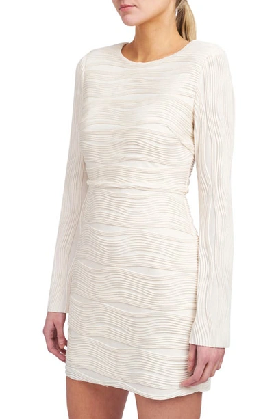 Shop En Saison Vivian Wavy Stripe Jacquard Long Sleeve Minidress In Ivory