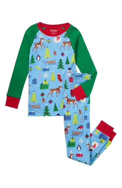 Shop Hatley Kids' Blue Christmas Fitted Two Piece Pajamas