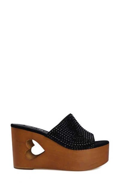 Zigi Amore Platform Wedge Slide Sandal In Blk Suede