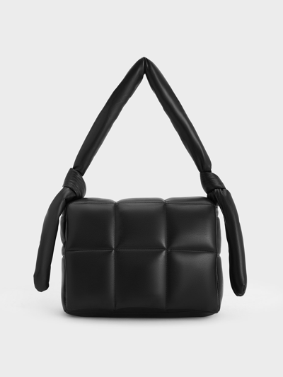 Shop Charles & Keith Errya Quilted Puffy Crossbody Bag In Jet Black