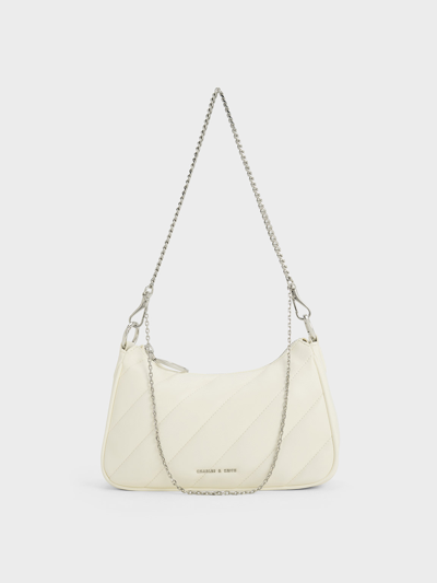 Shop Charles & Keith Philomena Puffy Chain-strap Crossbody Bag In Cream