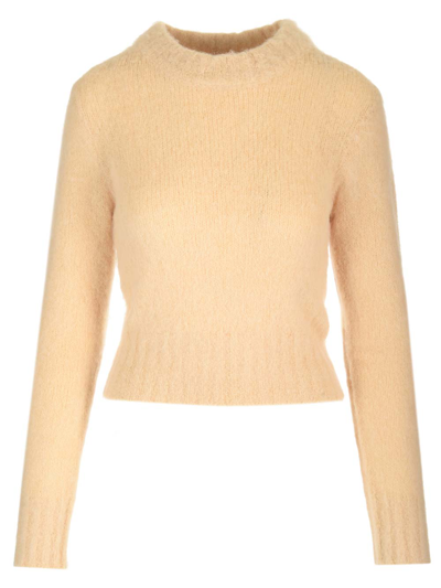 Shop Ami Alexandre Mattiussi Brushed Alpaca Sweater In White