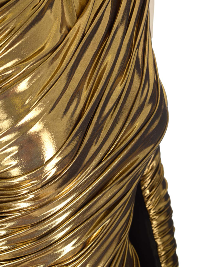 Shop Dolce & Gabbana Laminated Organza Midi Dress In Gold