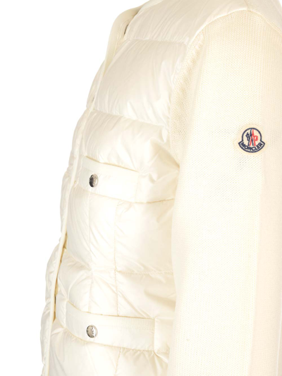 Shop Moncler Crew-neck Cardigan In White