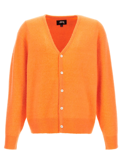 Shop Stussy Brushed Cardigan In Orange