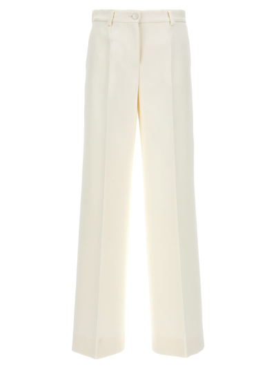 Shop Dolce & Gabbana Double Crepe Flare Pants In White