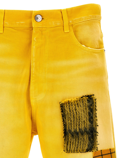 Shop Marni Patch Jeans In Yellow