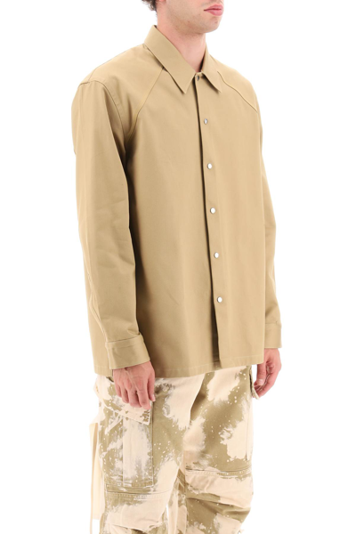 Shop Oamc Taiga Drill Overshirt In Beige (beige)
