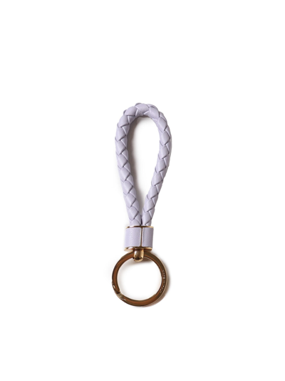 Shop Bottega Veneta Key Ring In Oyster-gold