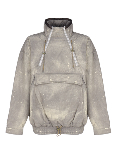 Shop Acne Studios 1/3 Zip Hooded Jacket In Grey