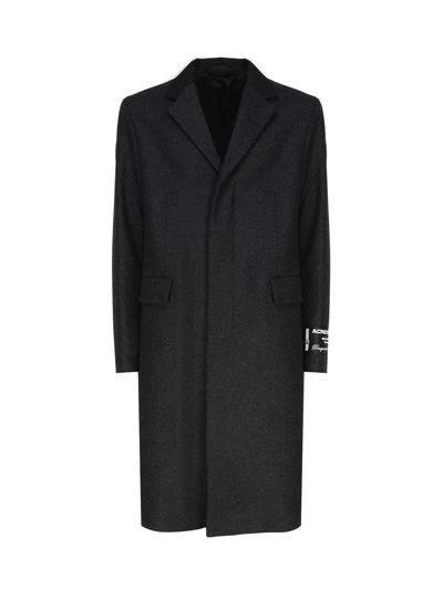 Shop Acne Studios Single-breasted Coat In Wool Blend In Dark Grey